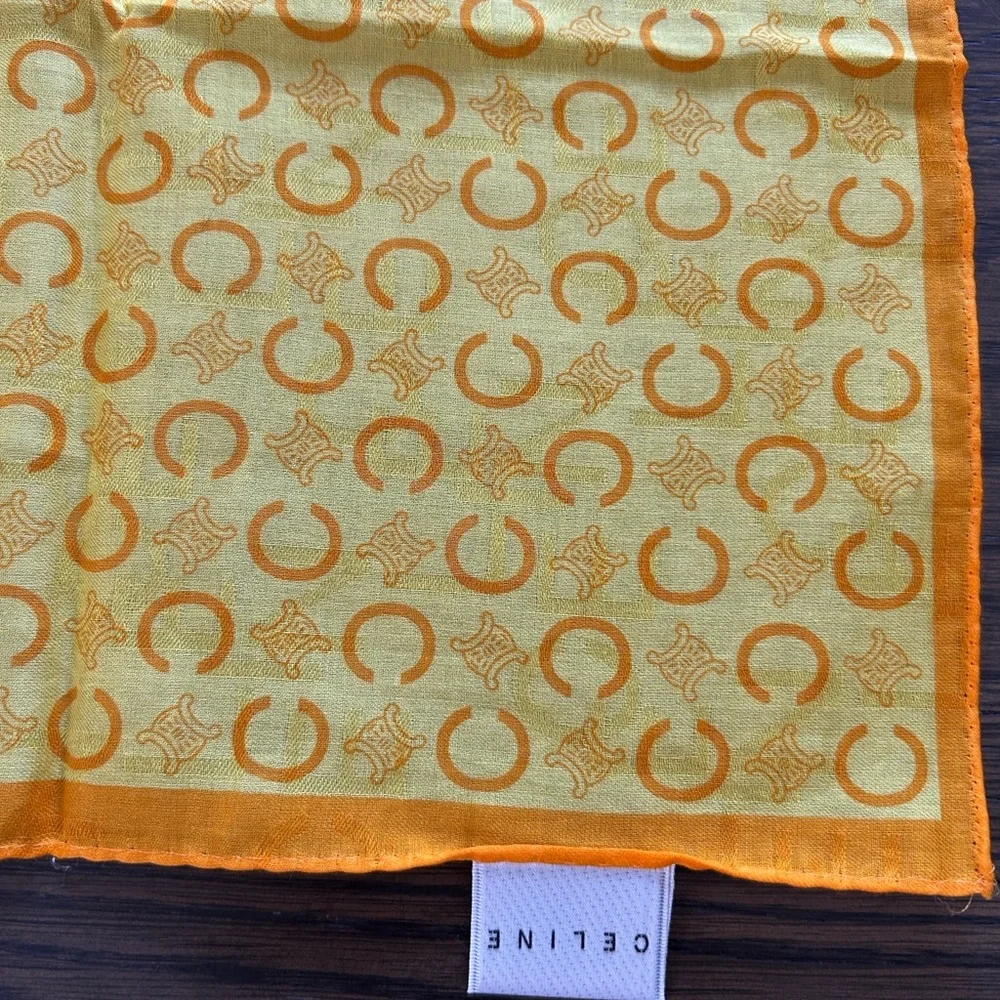 Celine Vintage Silk Monogrammed Scarf 22x22 approx
